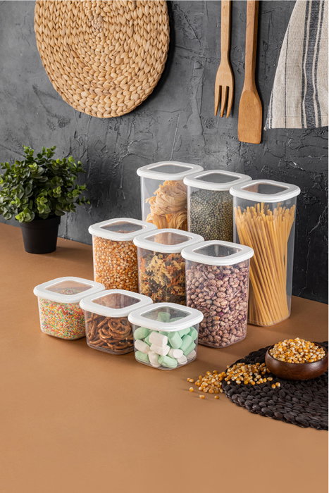 Hermia Set de 9 Cajas de Almacenaje Blanco